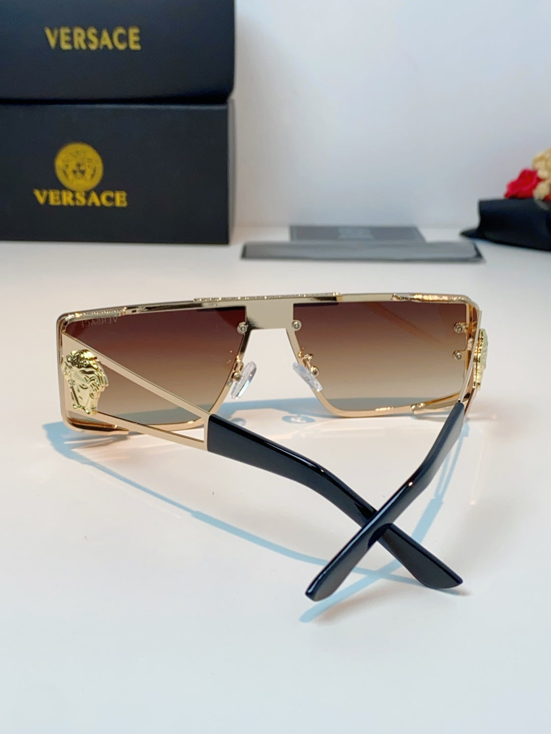 Versace Metal Square Brown Lens Sunglasses for Men & Women - 372497 - detail image 3