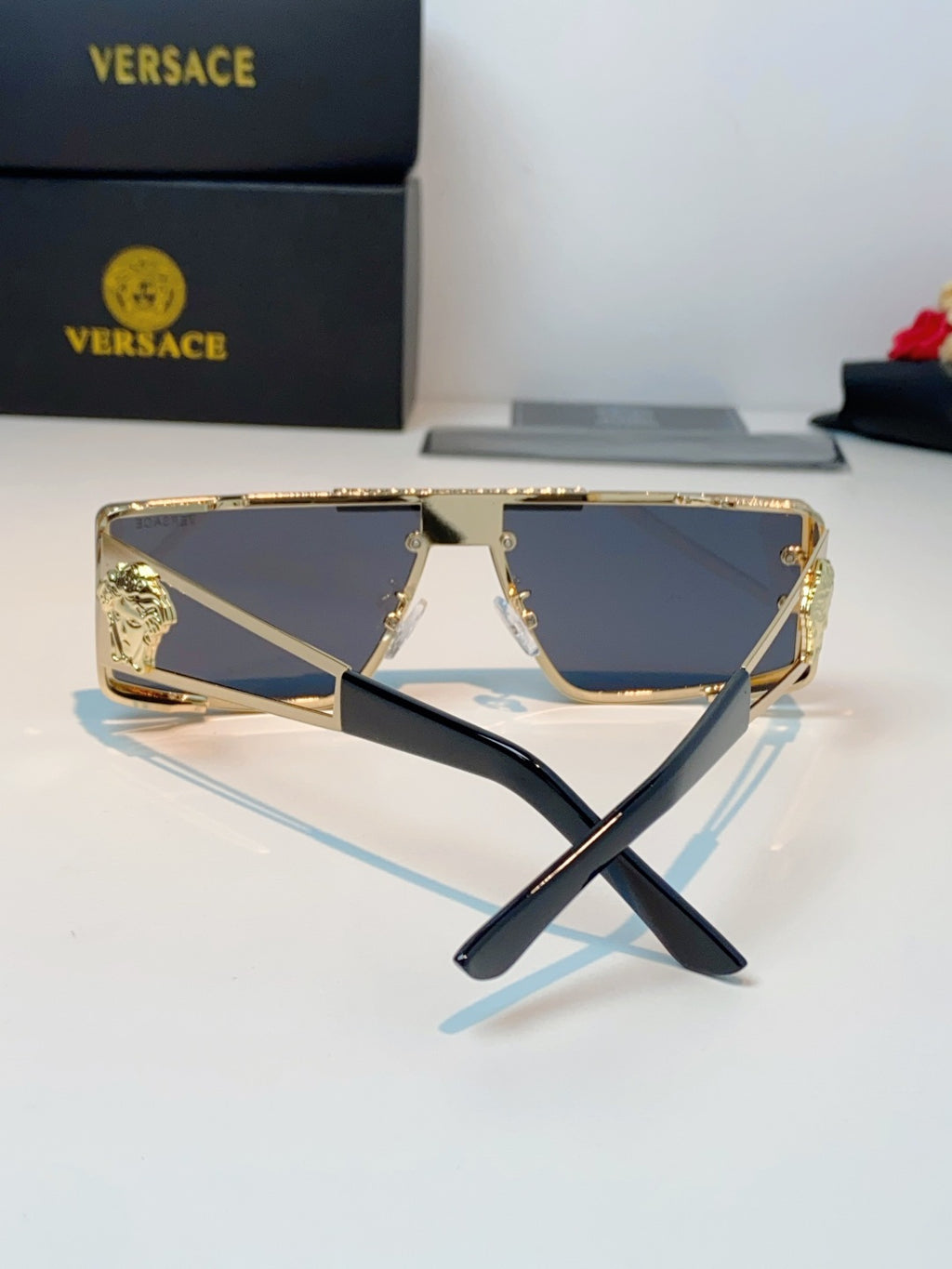 Versace Metal Square Blue Lens Sunglasses for Men & Women - 372498 - detail image 3