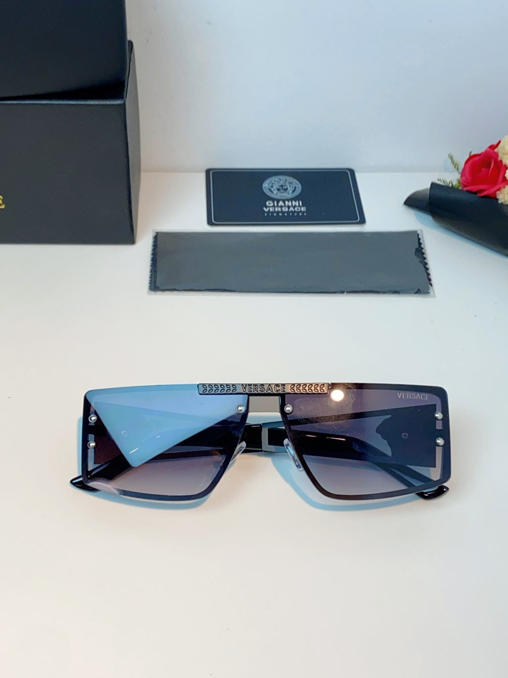 Versace Metal Square Gray Lens Sunglasses for Men & Women - 372499 - detail image 9