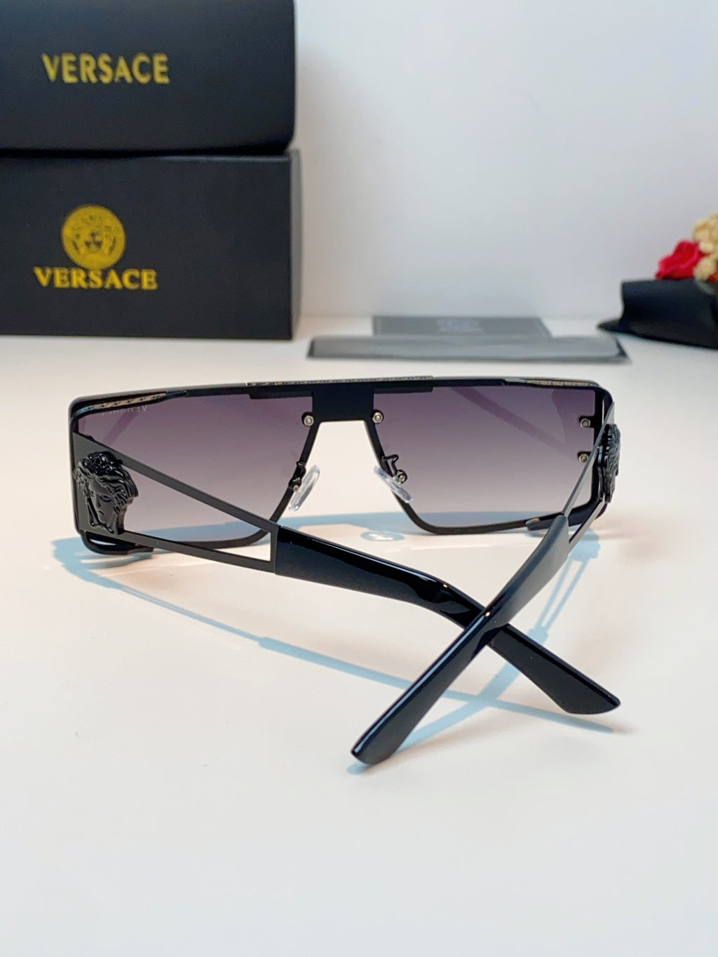 Versace Metal Square Gray Lens Sunglasses for Men & Women - 372499 - detail image 3
