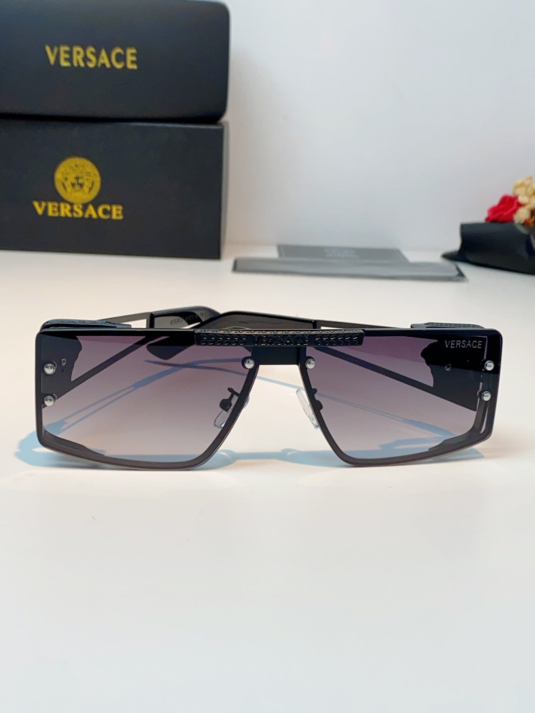 Versace Metal Square Gray Lens Sunglasses for Men & Women - 372499 - detail image 2
