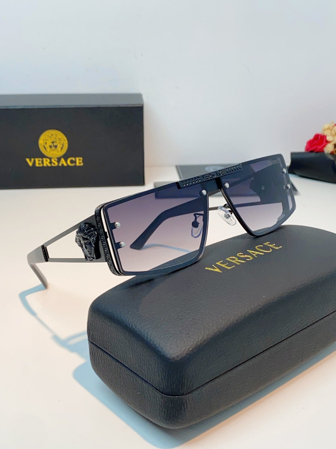 Versace Metal Square Gray Lens Sunglasses for Men & Women - 372499 - detail image 10