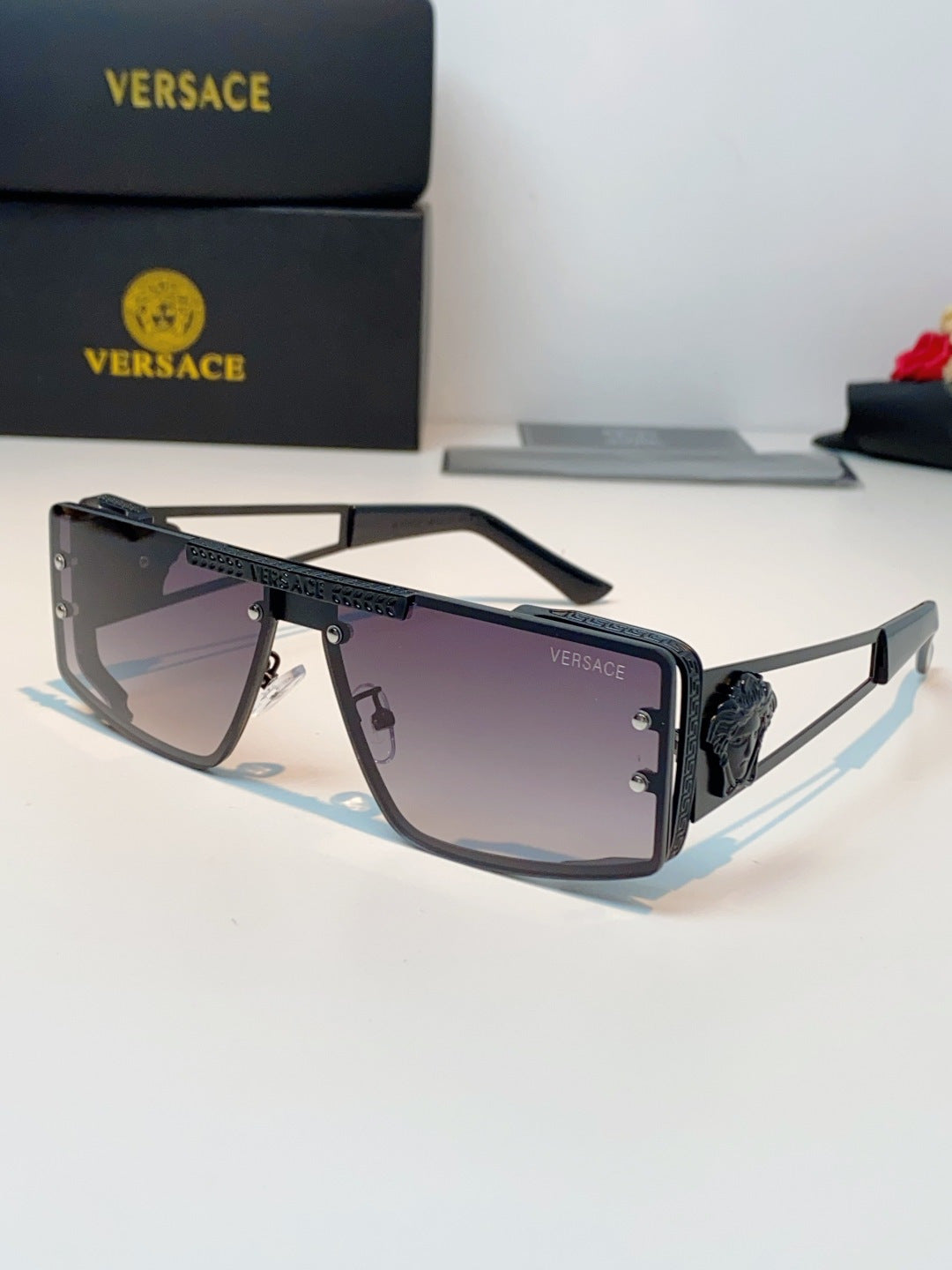 Versace Metal Square Gray Lens Sunglasses for Men & Women - 372499