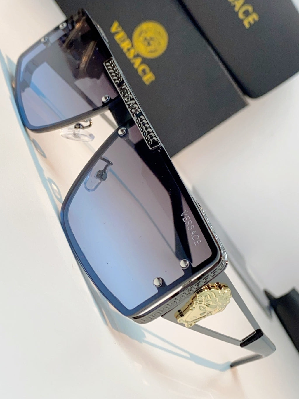 Versace Metal Square Blue Lens Sunglasses for Men & Women - 372500 - detail image 7