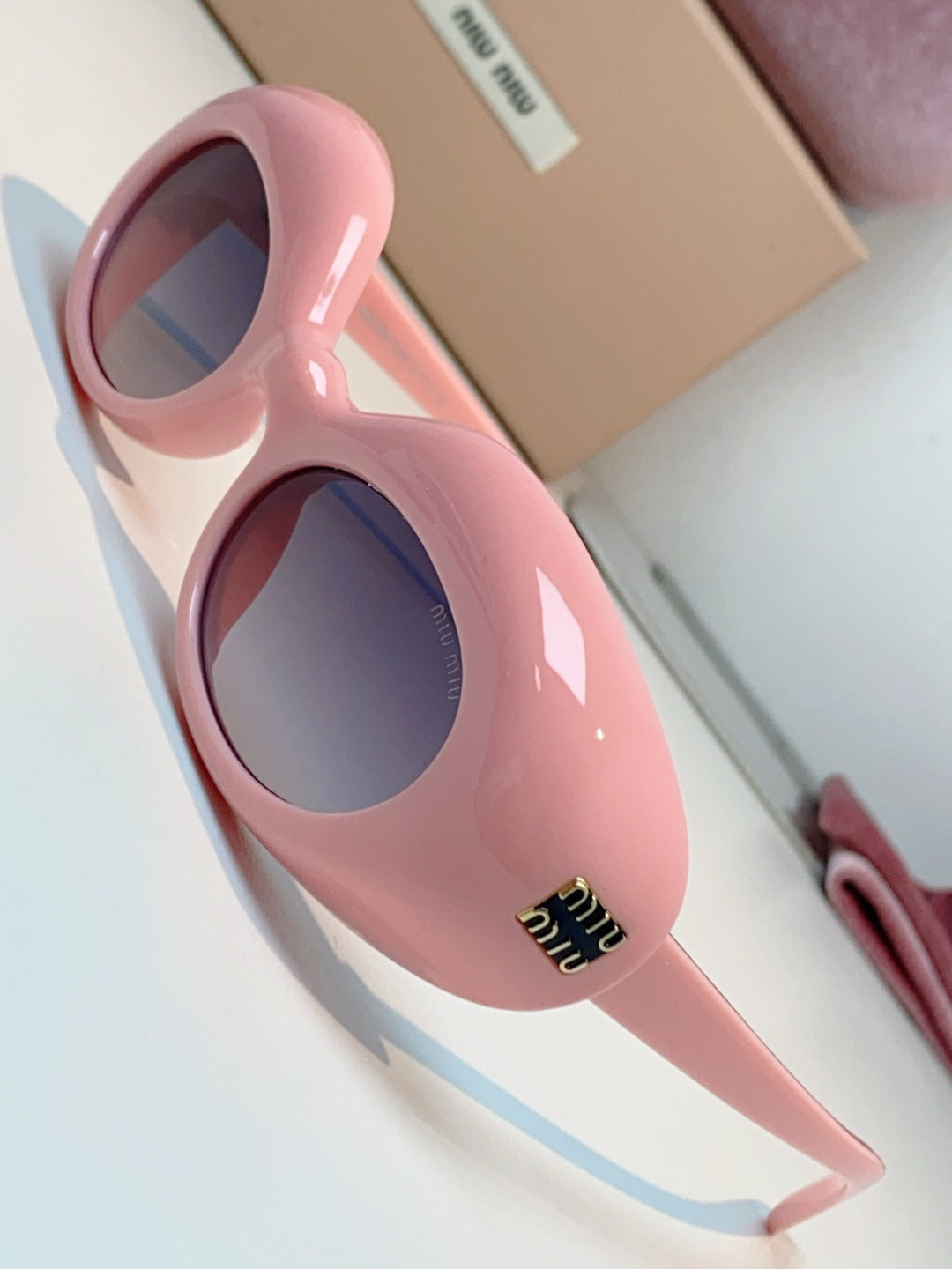 Miu Miu Metal Cat-Eye Pink Lens Sunglasses for Women - detail image 7