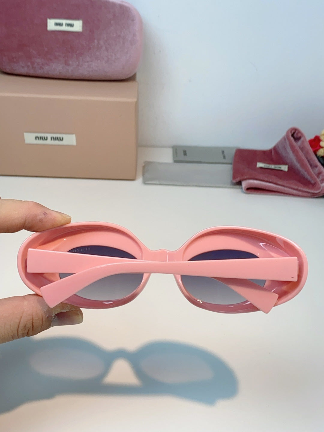 Miu Miu Metal Cat-Eye Pink Lens Sunglasses for Women - detail image 5