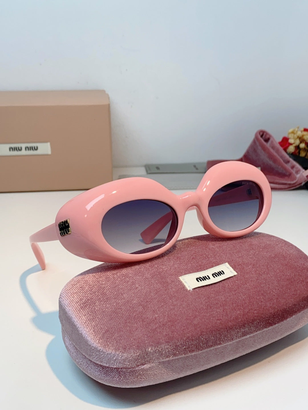 Miu Miu Metal Cat-Eye Pink Lens Sunglasses for Women - detail image 10