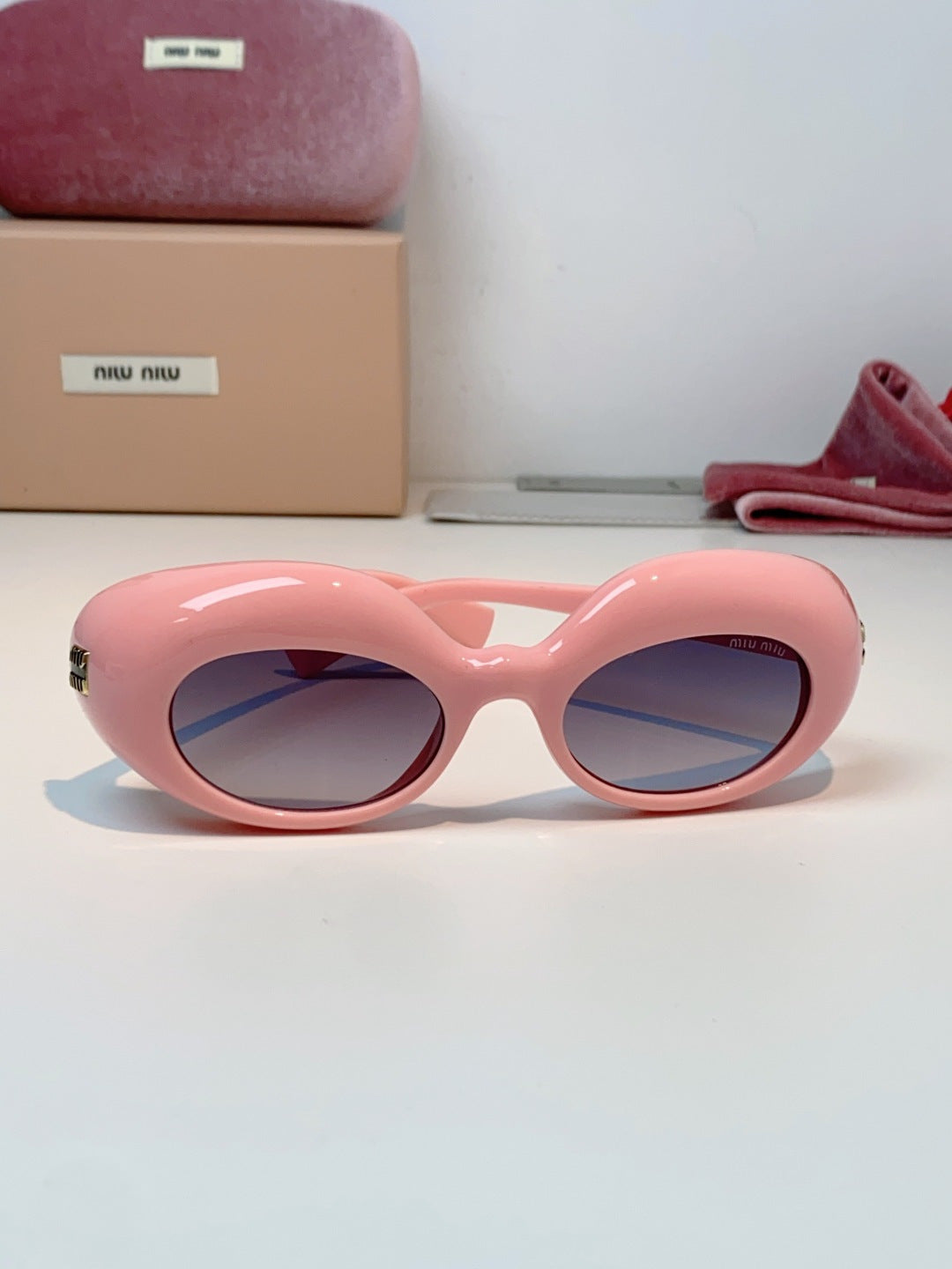 Miu Miu Metal Cat-Eye Pink Lens Sunglasses for Women - detail image 2