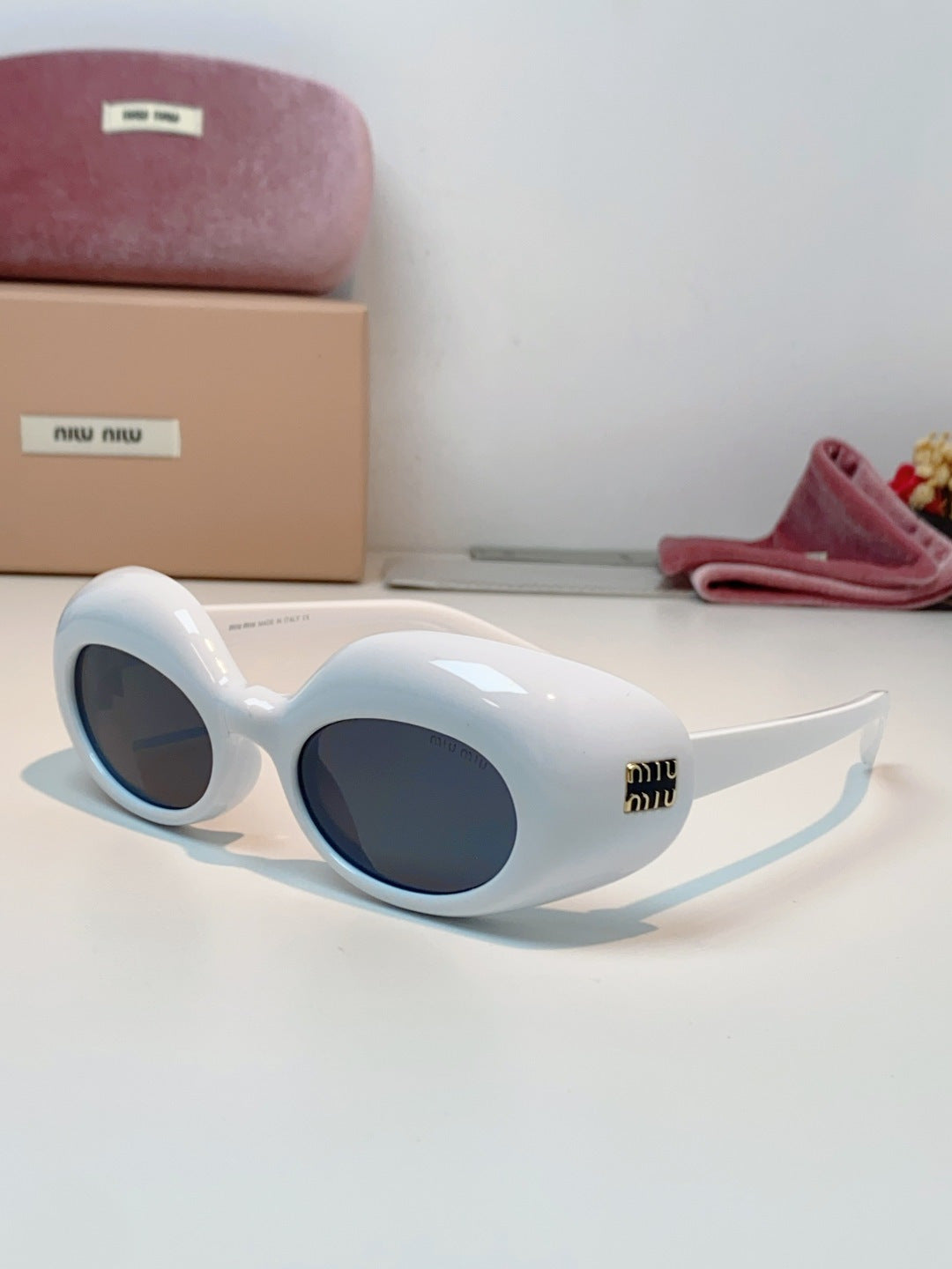 Miu Miu Metal Cat-Eye Blue Lens Sunglasses for Women