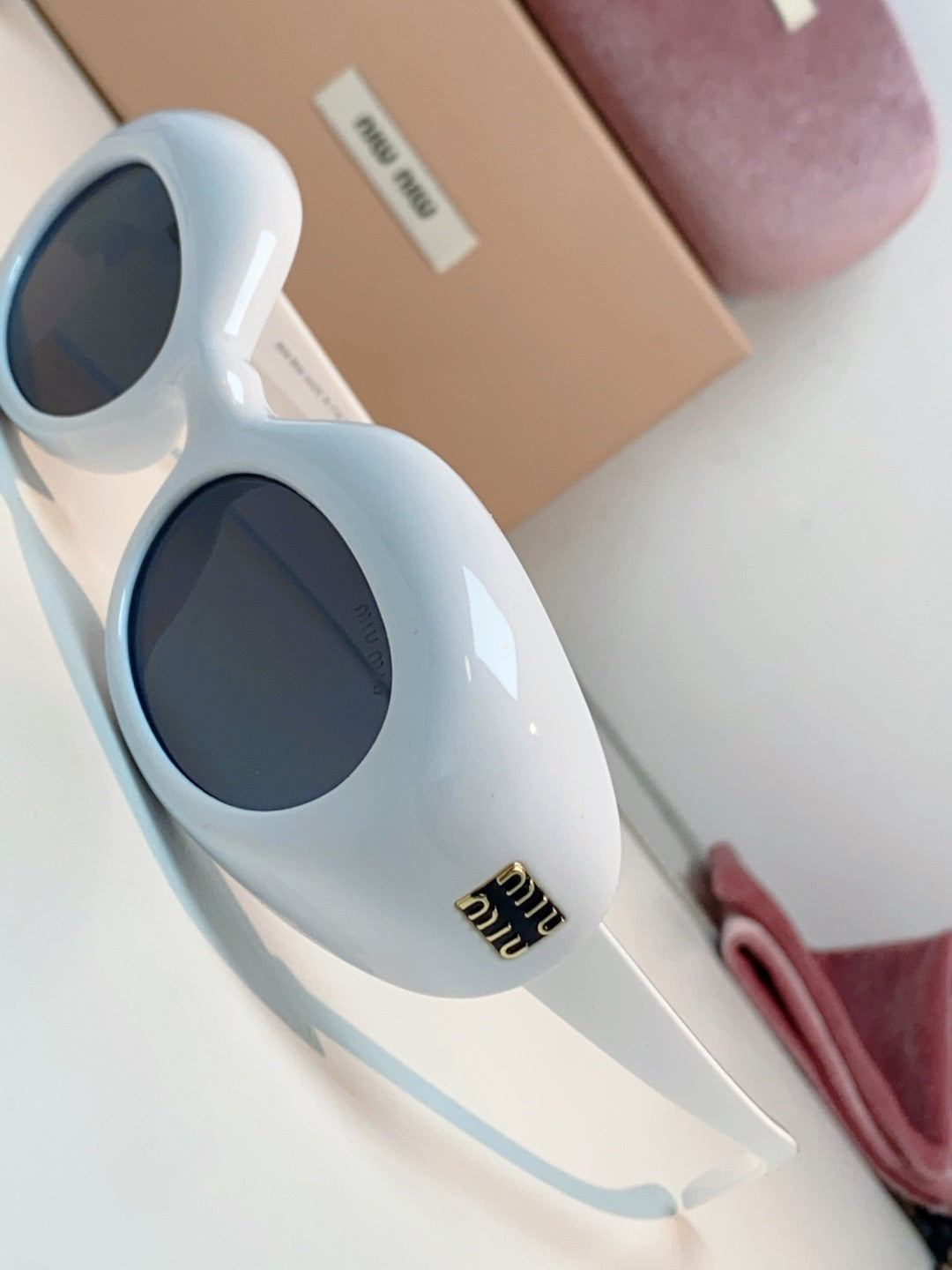 Miu Miu Metal Cat-Eye Blue Lens Sunglasses for Women - detail image 7