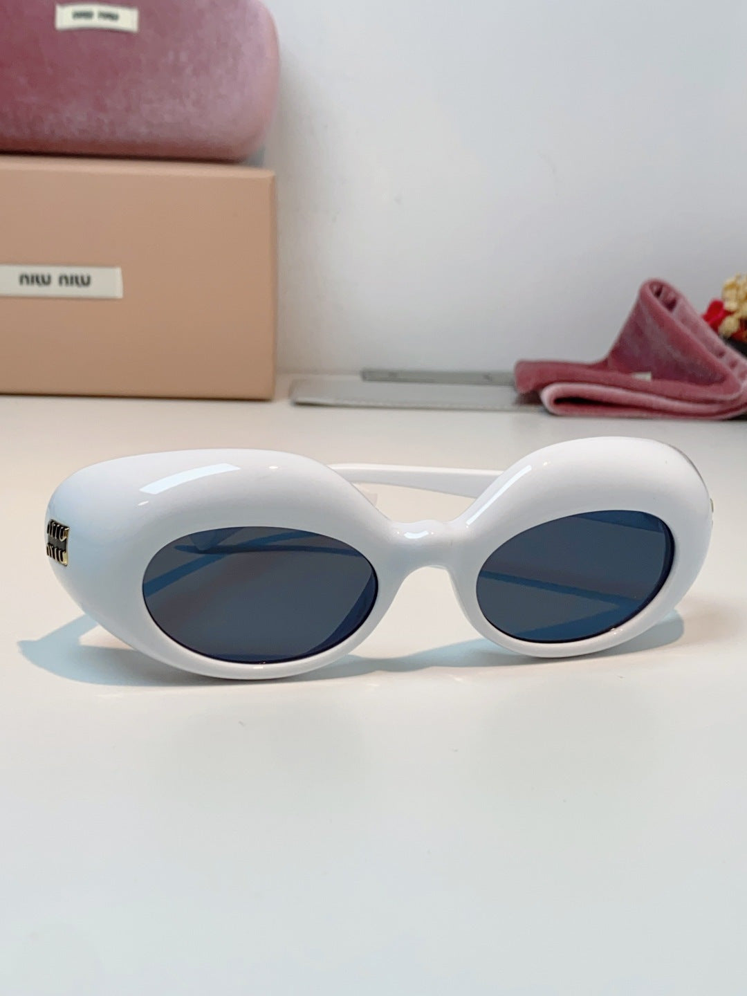 Miu Miu Metal Cat-Eye Blue Lens Sunglasses for Women - detail image 2