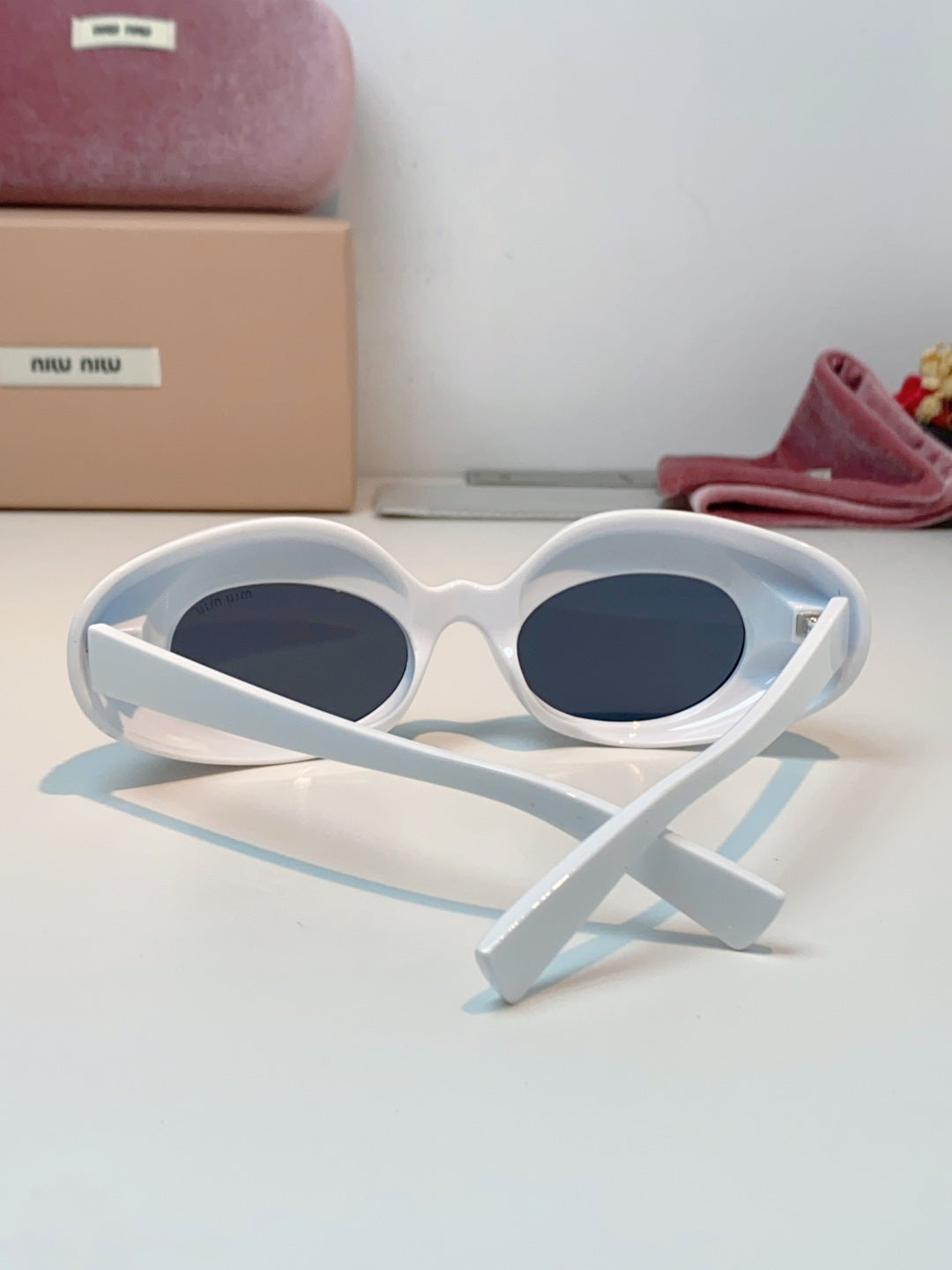 Miu Miu Metal Cat-Eye Blue Lens Sunglasses for Women - detail image 3