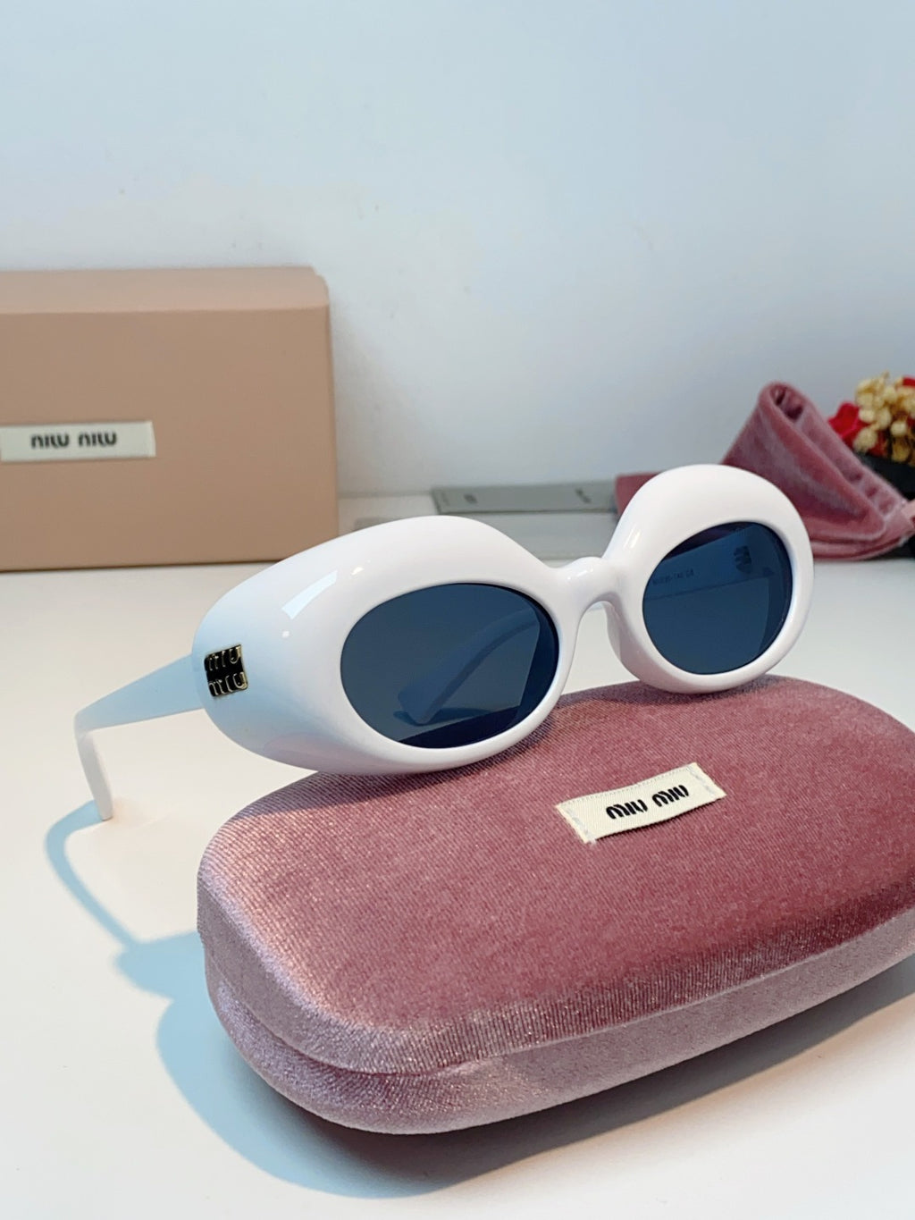 Miu Miu Metal Cat-Eye Blue Lens Sunglasses for Women - detail image 10