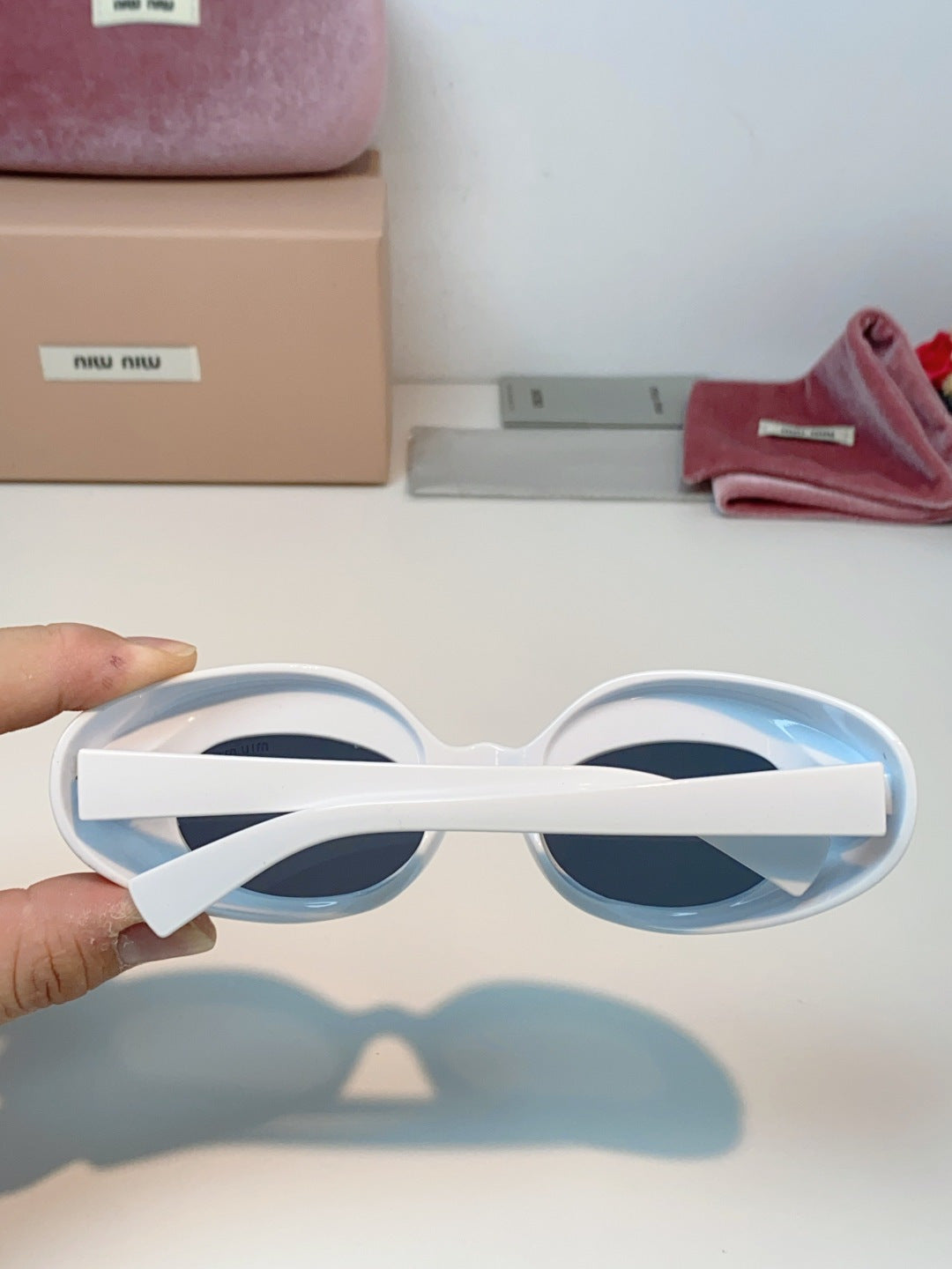 Miu Miu Metal Cat-Eye Blue Lens Sunglasses for Women - detail image 5