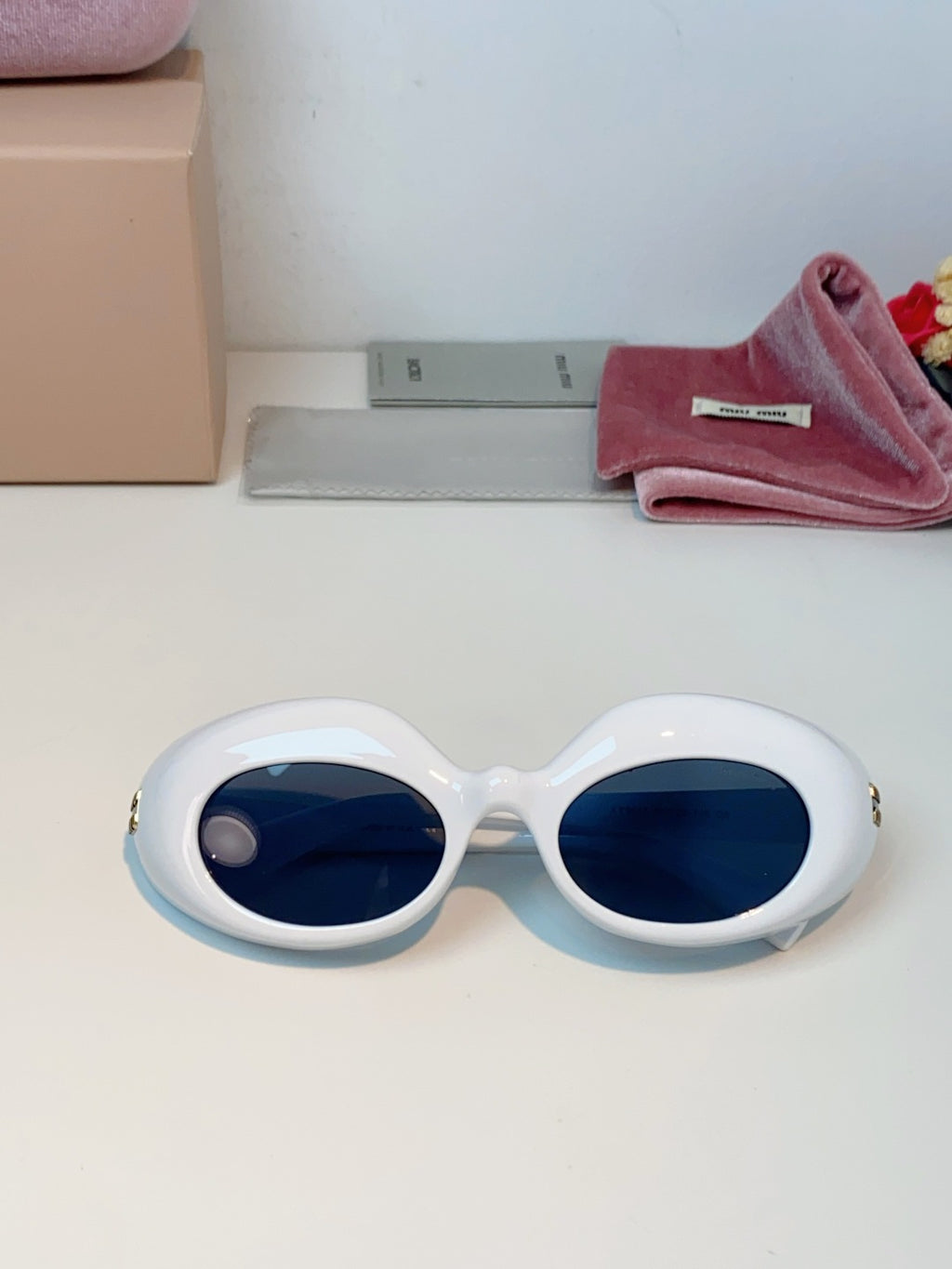 Miu Miu Metal Cat-Eye Blue Lens Sunglasses for Women - detail image 9