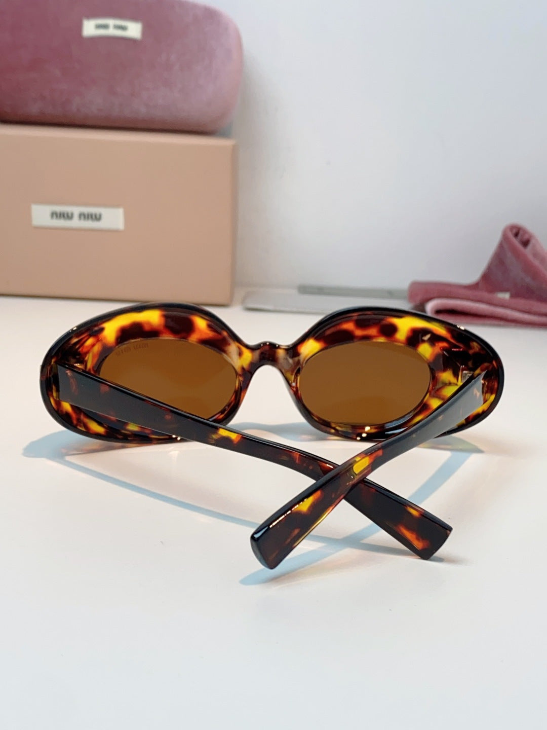 Miu Miu Metal Cat-Eye Brown Lens Sunglasses for Women - detail image 3