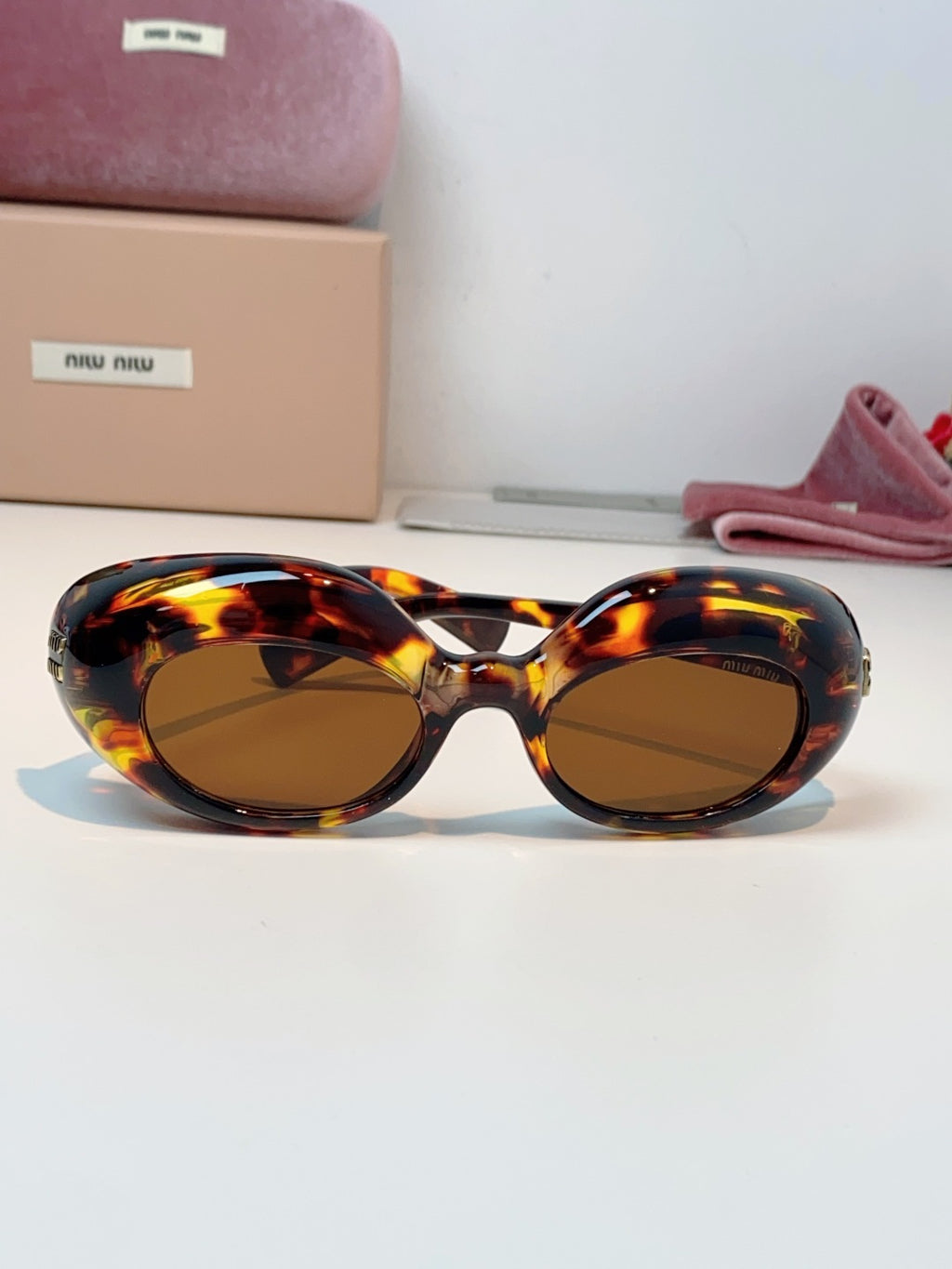 Miu Miu Metal Cat-Eye Brown Lens Sunglasses for Women - detail image 2