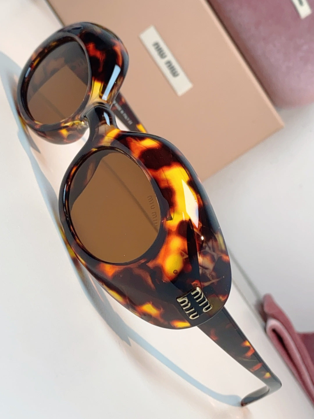 Miu Miu Metal Cat-Eye Brown Lens Sunglasses for Women - detail image 7