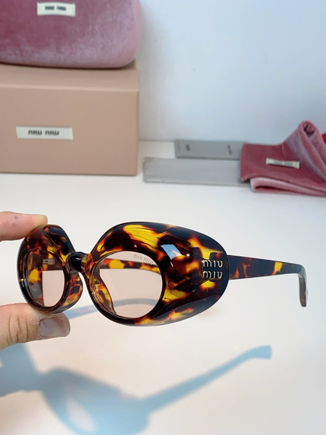 Miu Miu Metal Cat-Eye Black Lens Sunglasses for Women - 399259 - detail image 6