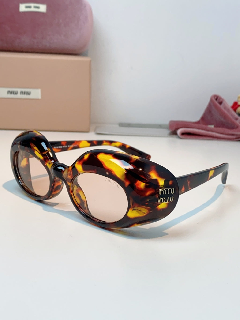Miu Miu Metal Cat-Eye Black Lens Sunglasses for Women - 399259