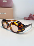 Miu Miu Metal Cat-Eye Black Lens Sunglasses for Women - 399259