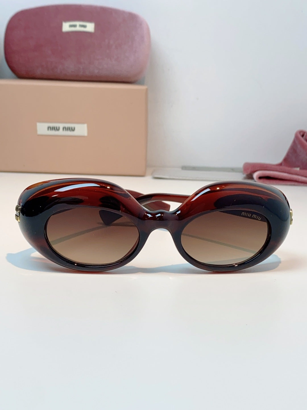 Miu Miu Metal Cat-Eye Black Lens Sunglasses for Women - 399260 - detail image 2