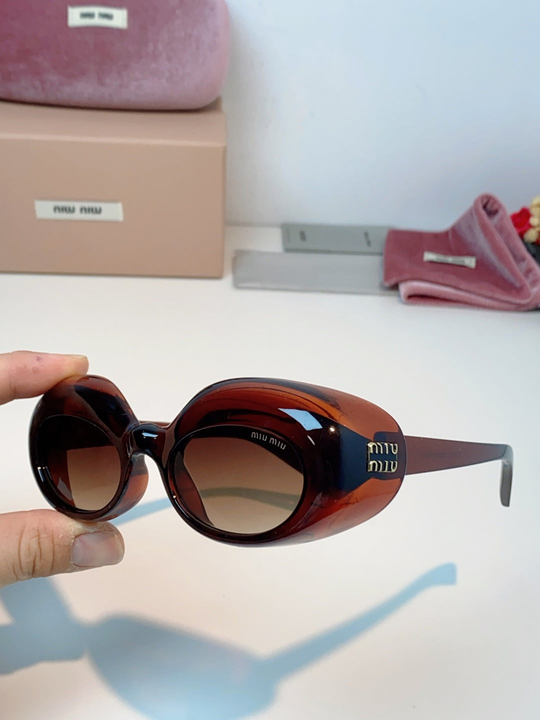 Miu Miu Metal Cat-Eye Black Lens Sunglasses for Women - 399260 - detail image 6