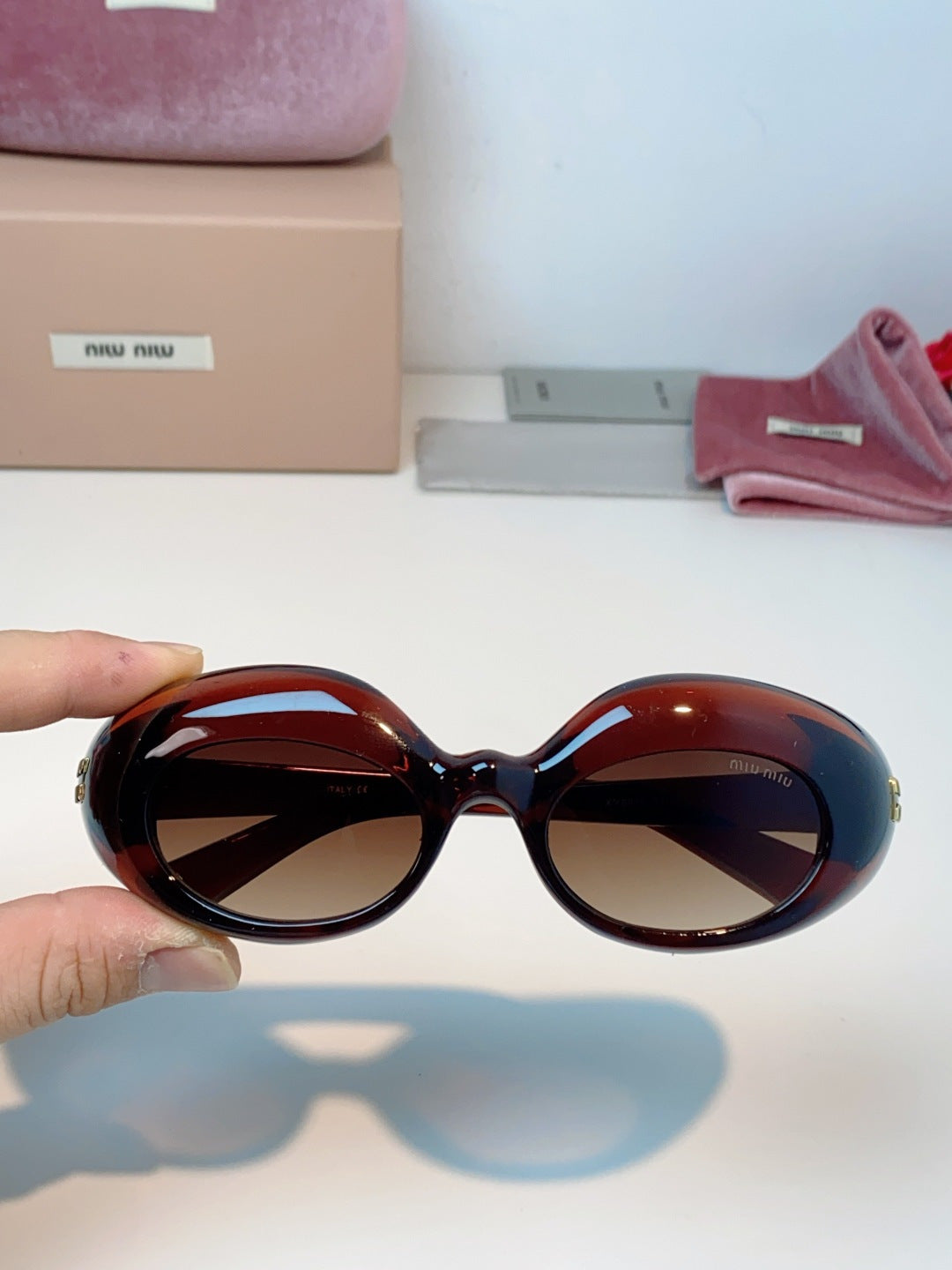 Miu Miu Metal Cat-Eye Black Lens Sunglasses for Women - 399260 - detail image 4