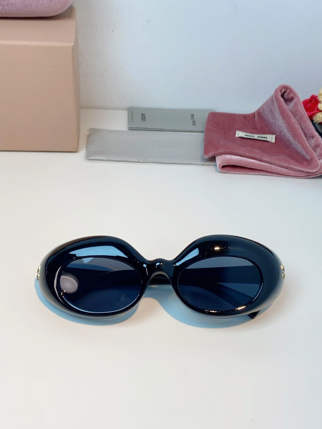 Miu Miu Metal Cat-Eye Black Lens Sunglasses for Women - 399261 - detail image 9