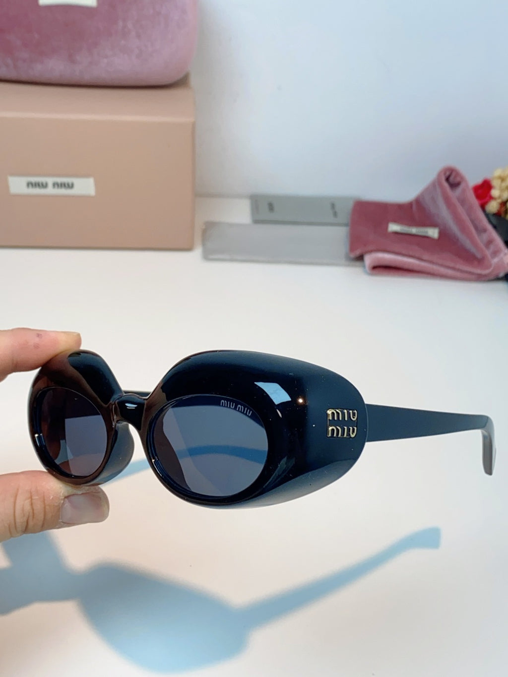 Miu Miu Metal Cat-Eye Black Lens Sunglasses for Women - 399261 - detail image 6