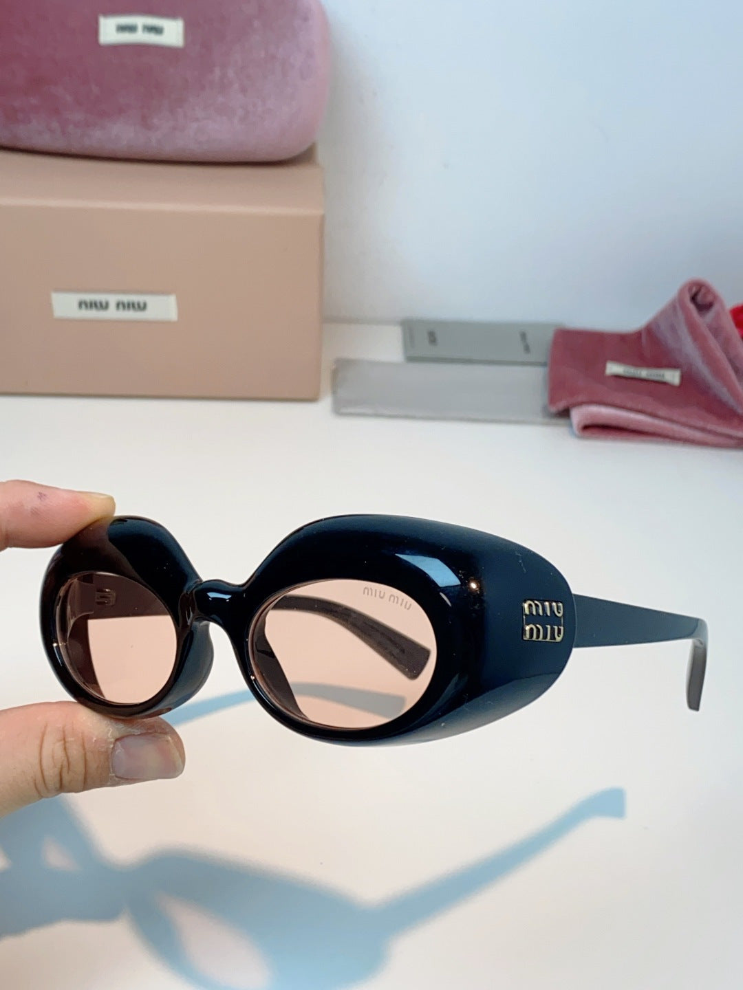 Miu Miu Metal Cat-Eye Black Lens Sunglasses for Women - 399262 - detail image 6
