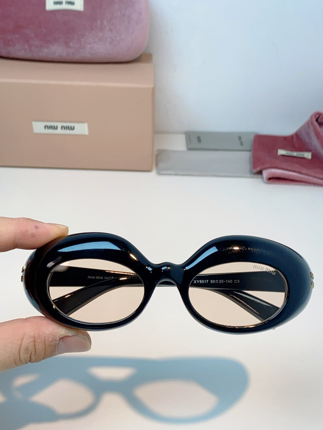 Miu Miu Metal Cat-Eye Black Lens Sunglasses for Women - detail image 4