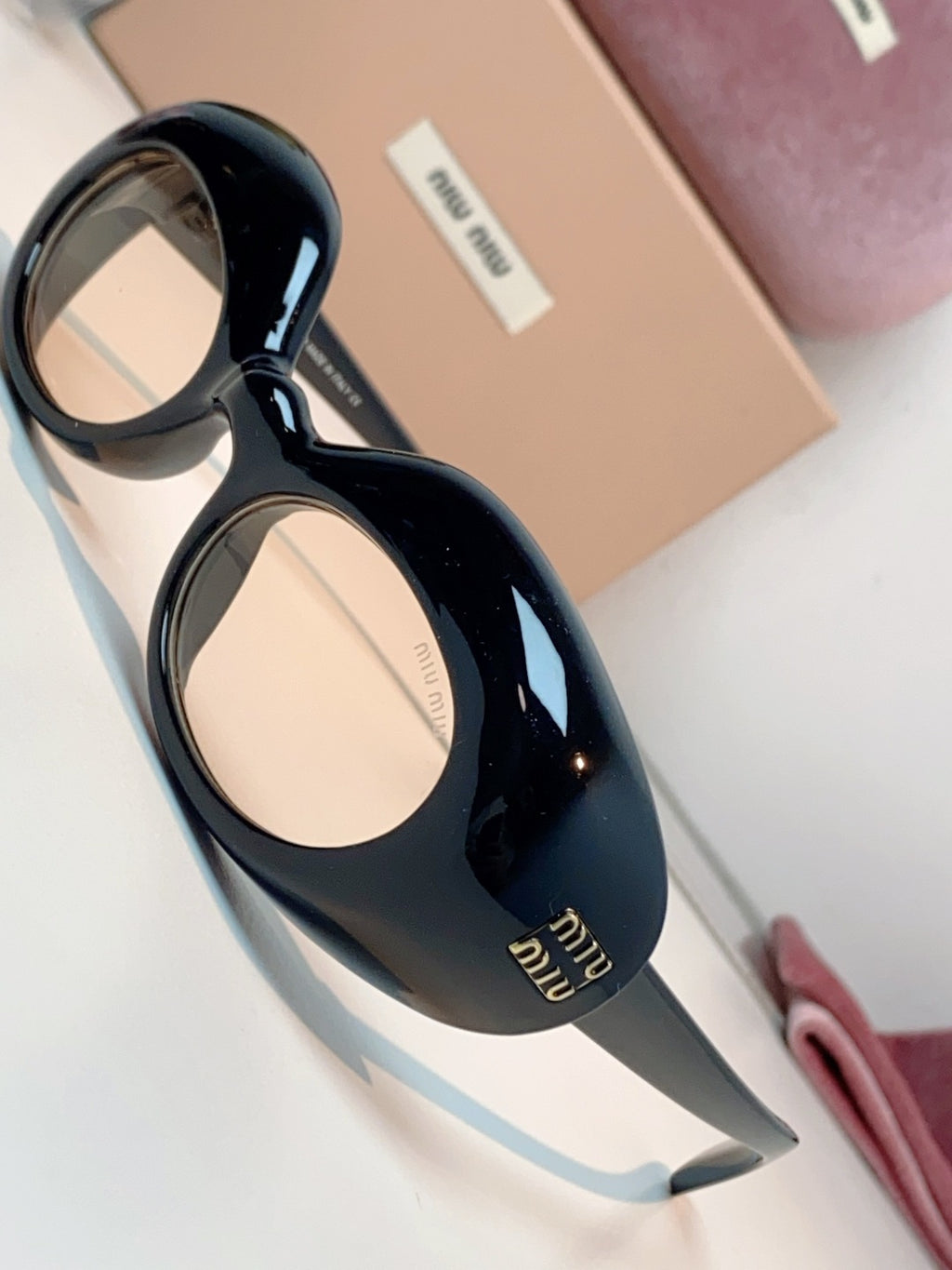 Miu Miu Metal Cat-Eye Black Lens Sunglasses for Women - detail image 7