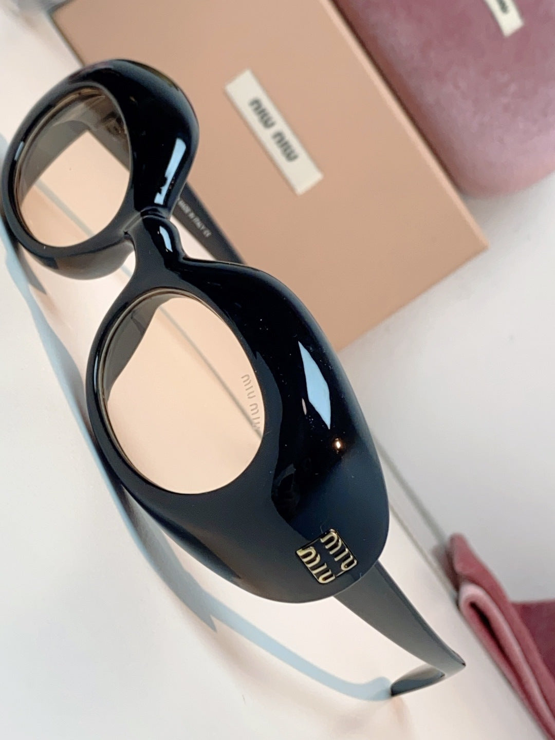 Miu Miu Metal Cat-Eye Black Lens Sunglasses for Women - detail image 7