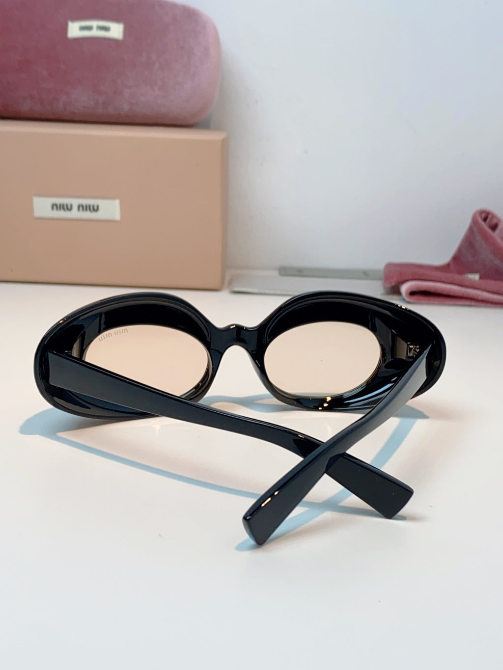 Miu Miu Metal Cat-Eye Black Lens Sunglasses for Women - detail image 3