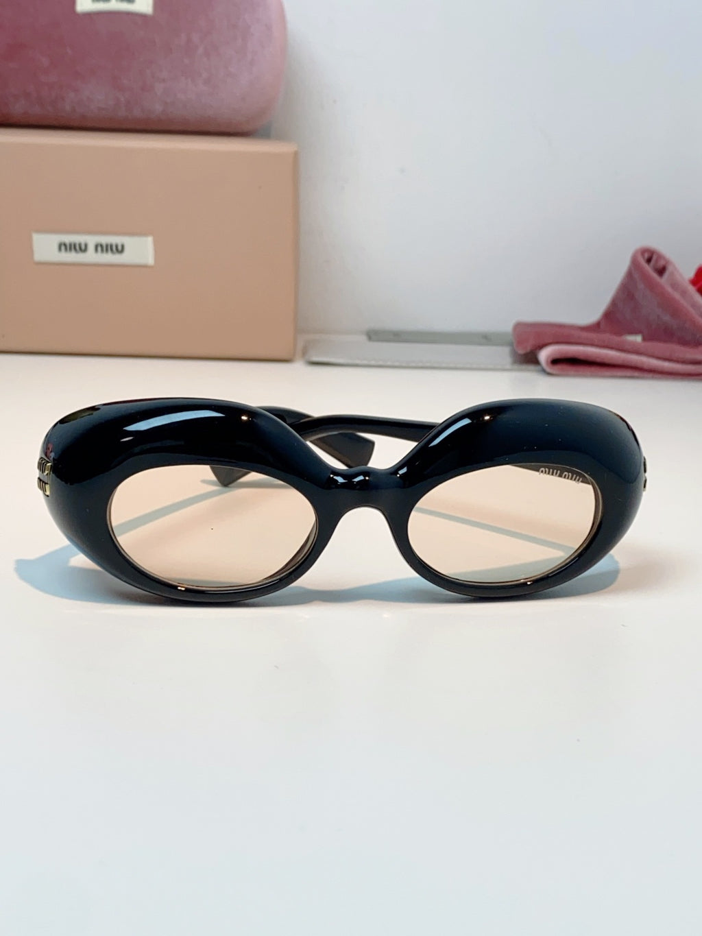 Miu Miu Metal Cat-Eye Black Lens Sunglasses for Women - detail image 2