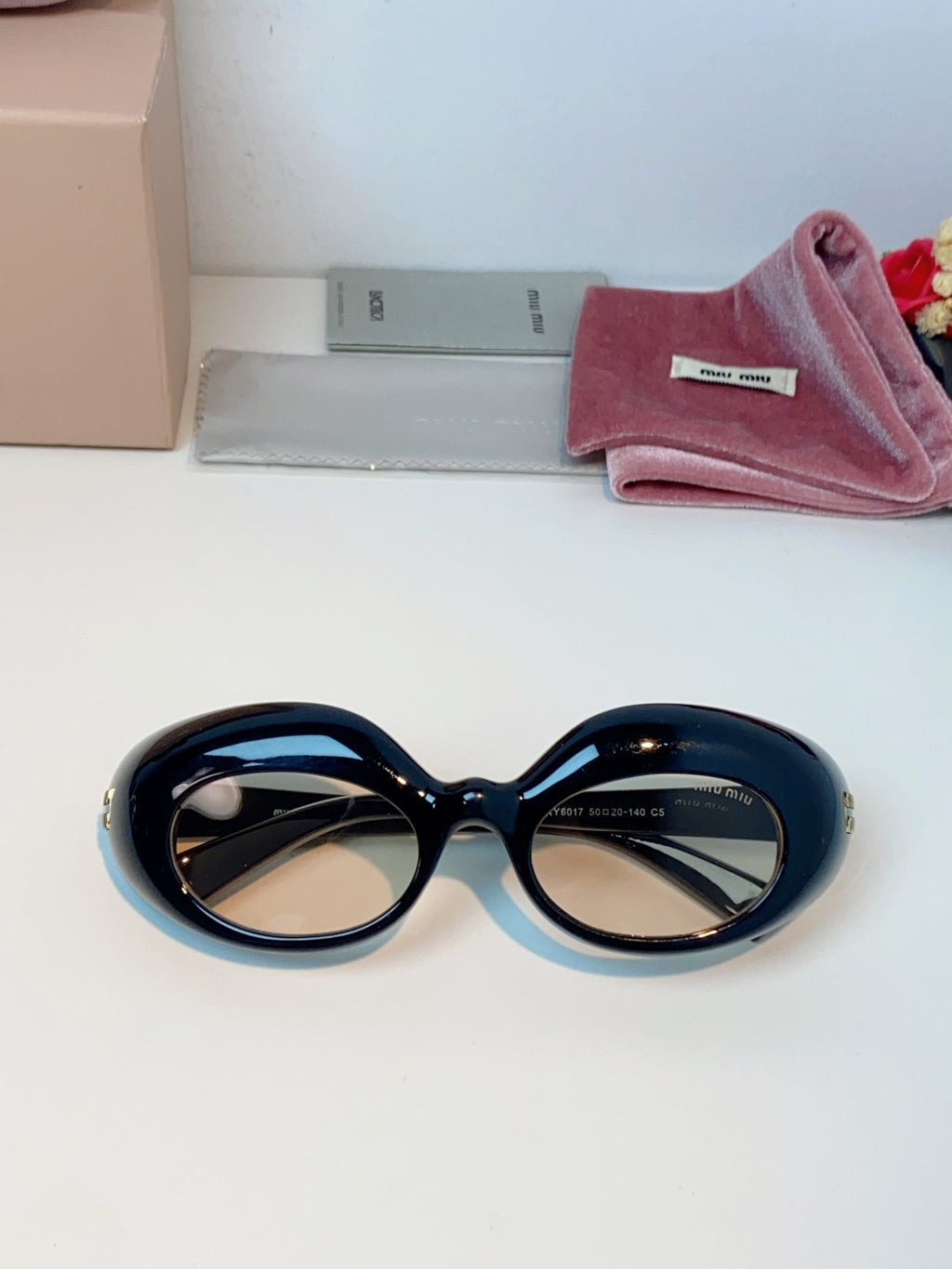 Miu Miu Metal Cat-Eye Black Lens Sunglasses for Women - detail image 9
