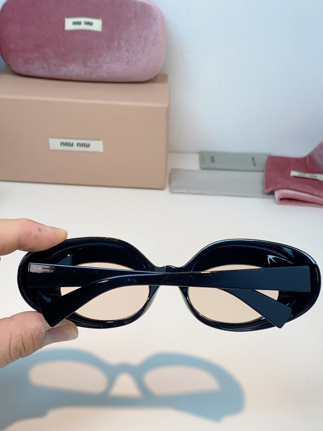 Miu Miu Metal Cat-Eye Black Lens Sunglasses for Women - detail image 5