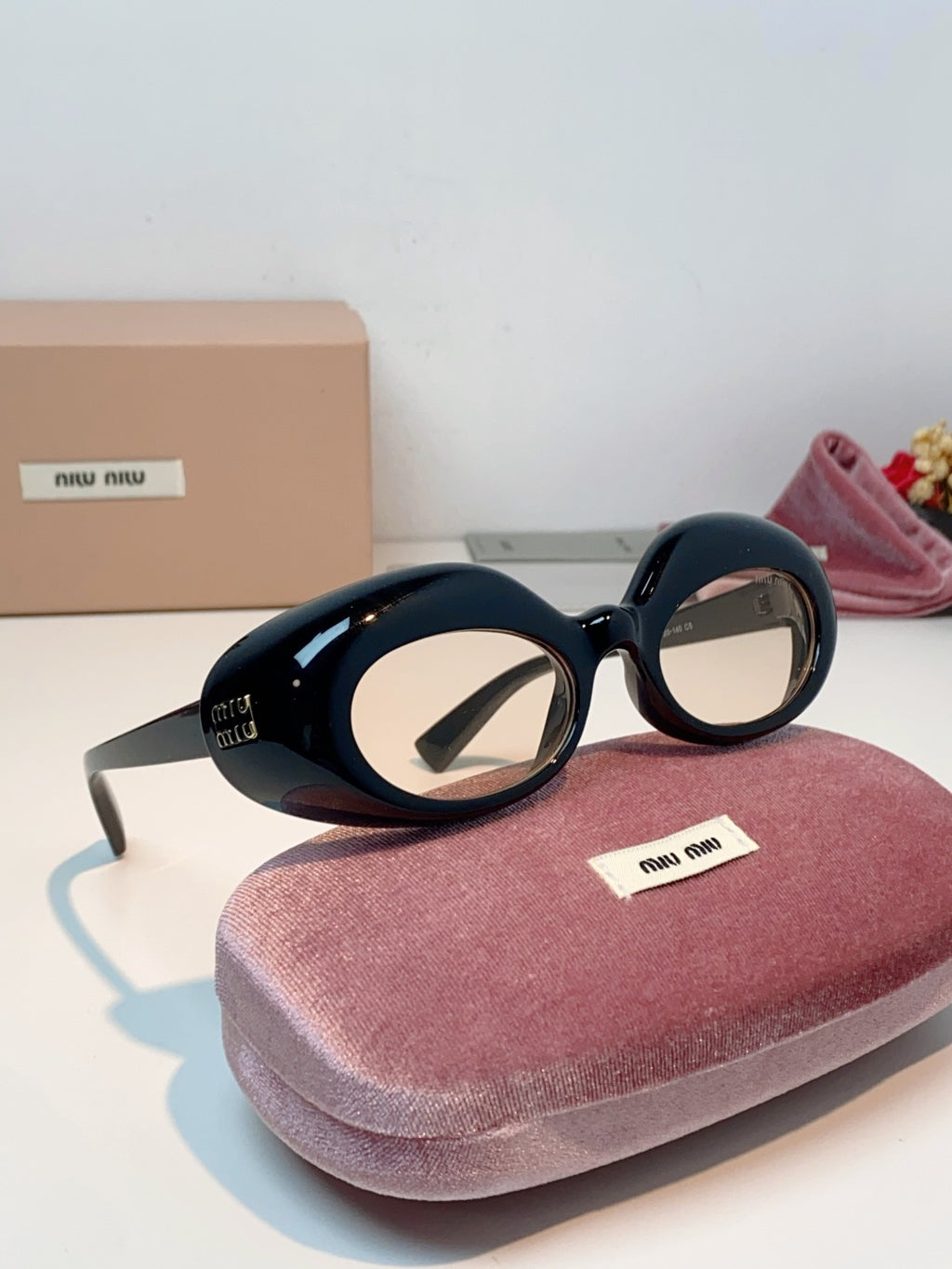 Miu Miu Metal Cat-Eye Black Lens Sunglasses for Women - detail image 10