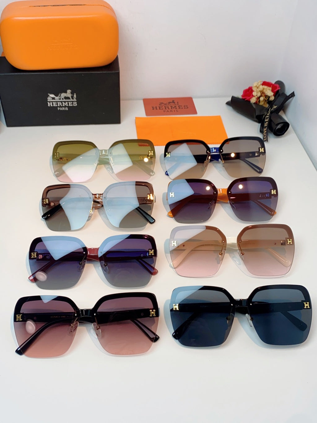 Hermès Lightweight Rimless Brown Lens Sunglasses for Men & Women - 416519 - detail image 12