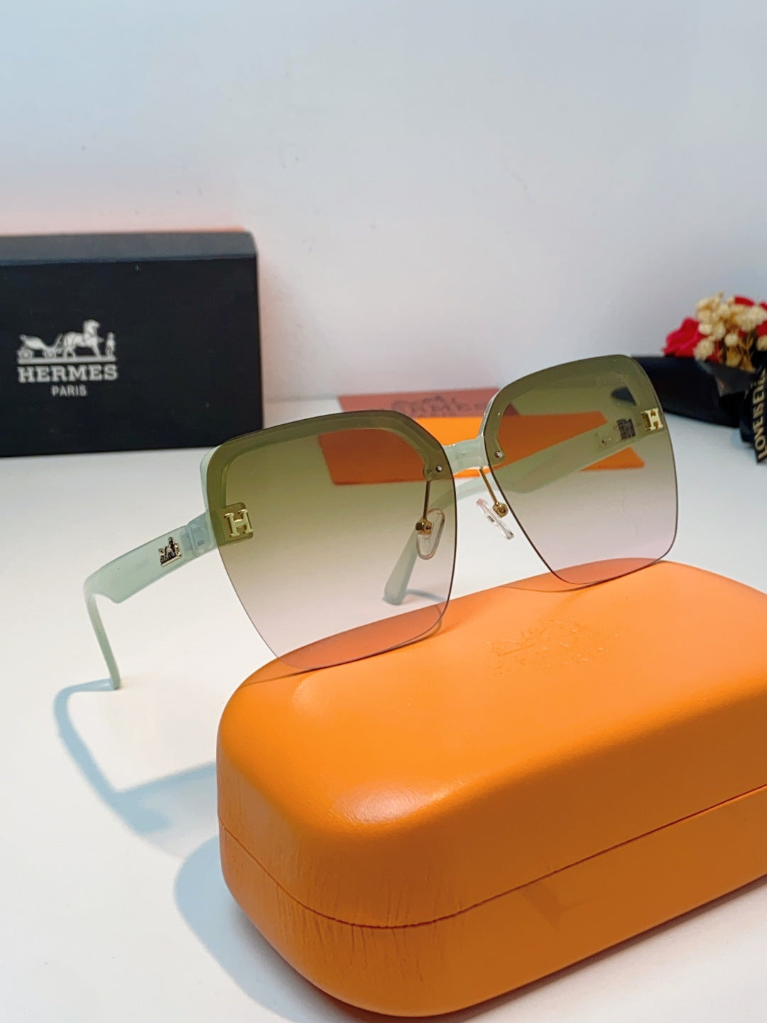 Hermès Lightweight Rimless Brown Lens Sunglasses for Men & Women - 416519 - detail image 10