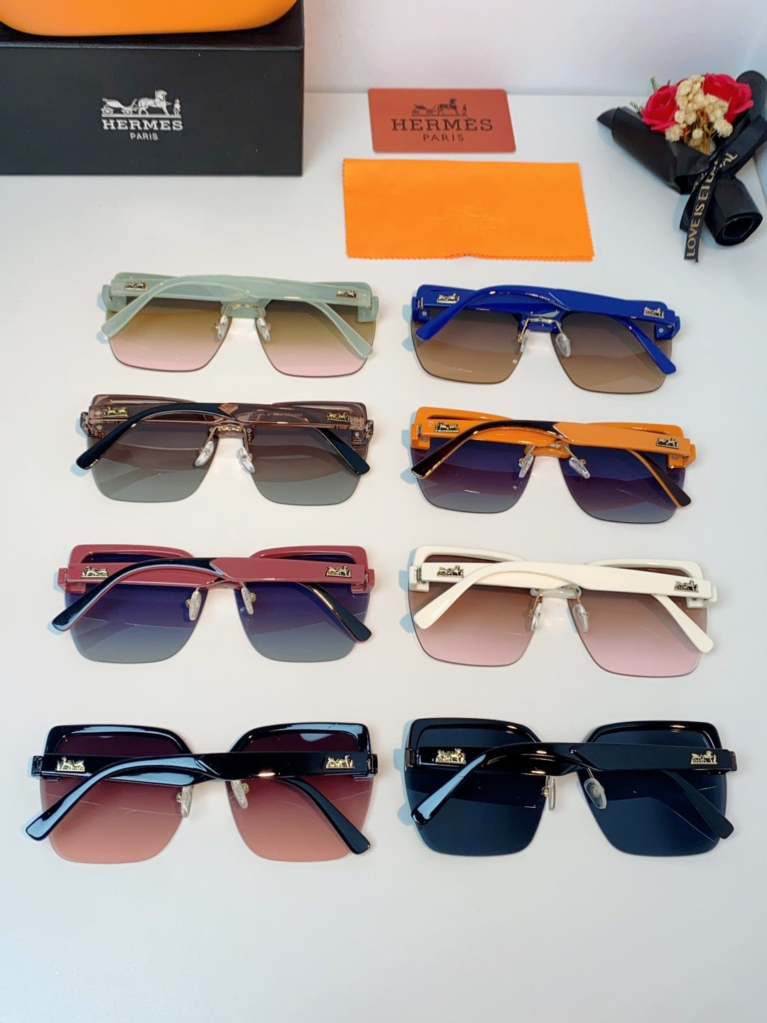 Hermès Lightweight Rimless Brown Lens Sunglasses for Men & Women - detail image 11