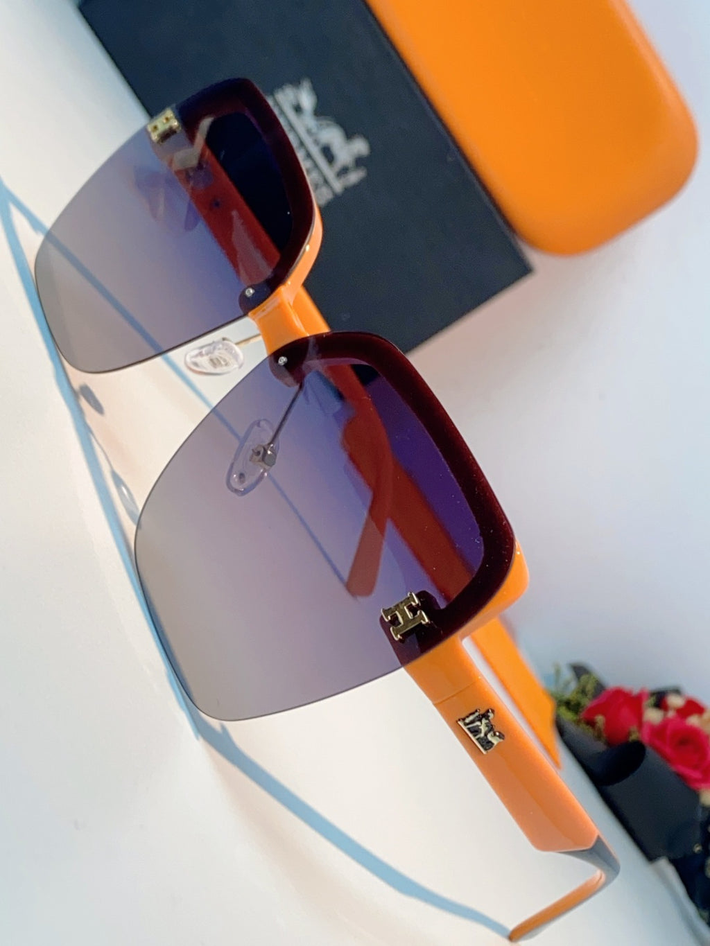 Hermès Lightweight Rimless Brown Lens Sunglasses for Men & Women - 416523 - detail image 7