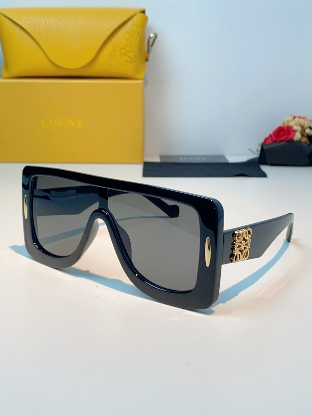 Loewe Metal Square Black Lens Sunglasses for Men & Women