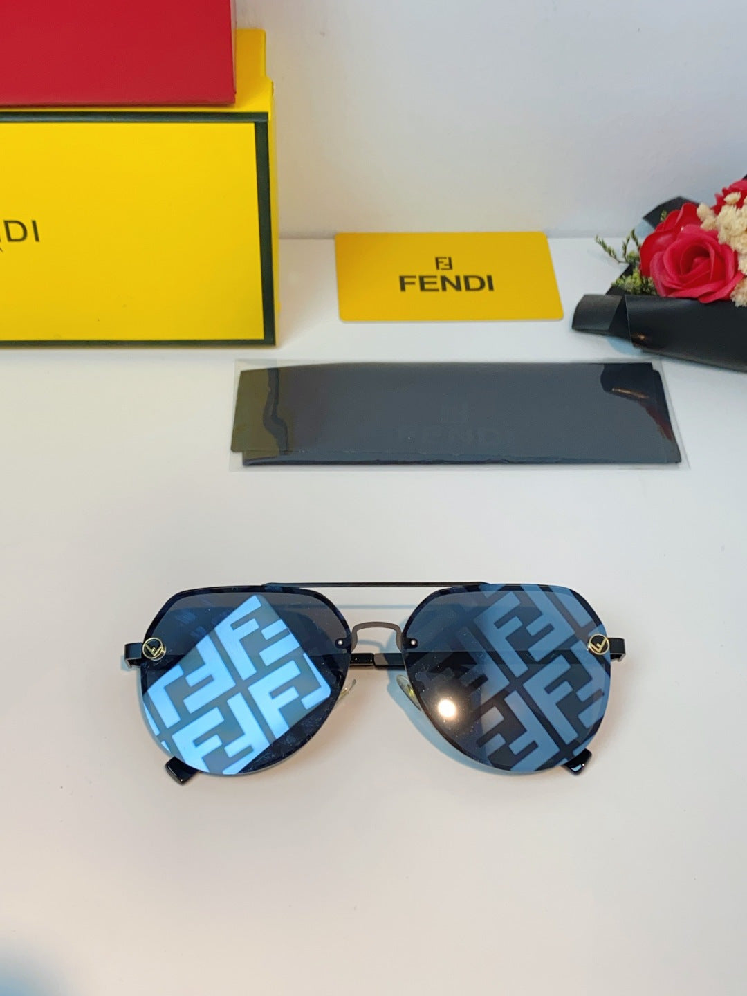 Fendi Lightweight Rimless Blue Lens Sunglasses for Men & Women - 466178 - detail image 9