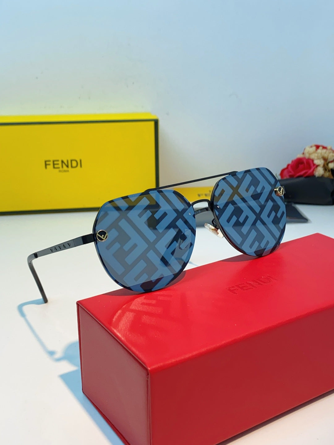 Fendi Lightweight Rimless Blue Lens Sunglasses for Men & Women - 466178 - detail image 10