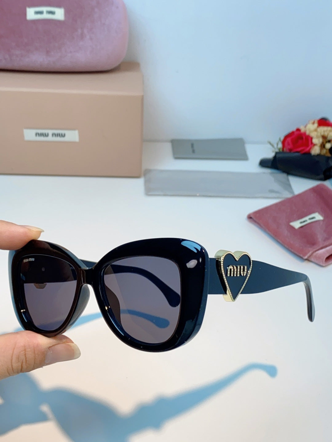 Miu Miu Cat-Eye Black Lens Sunglasses for Men & Women - 466153 - detail image 6