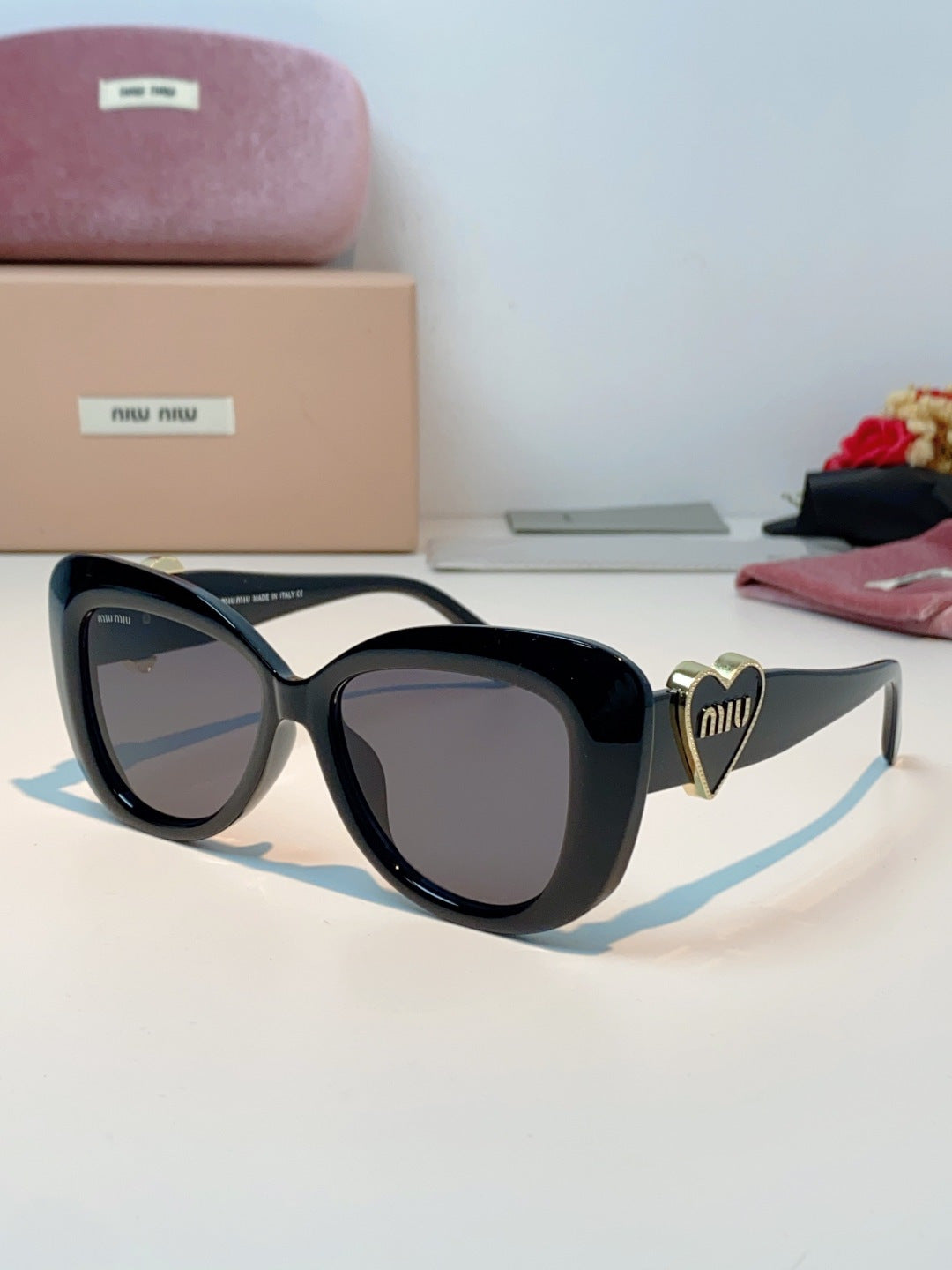 Miu Miu Cat-Eye Black Lens Sunglasses for Men & Women - 466153