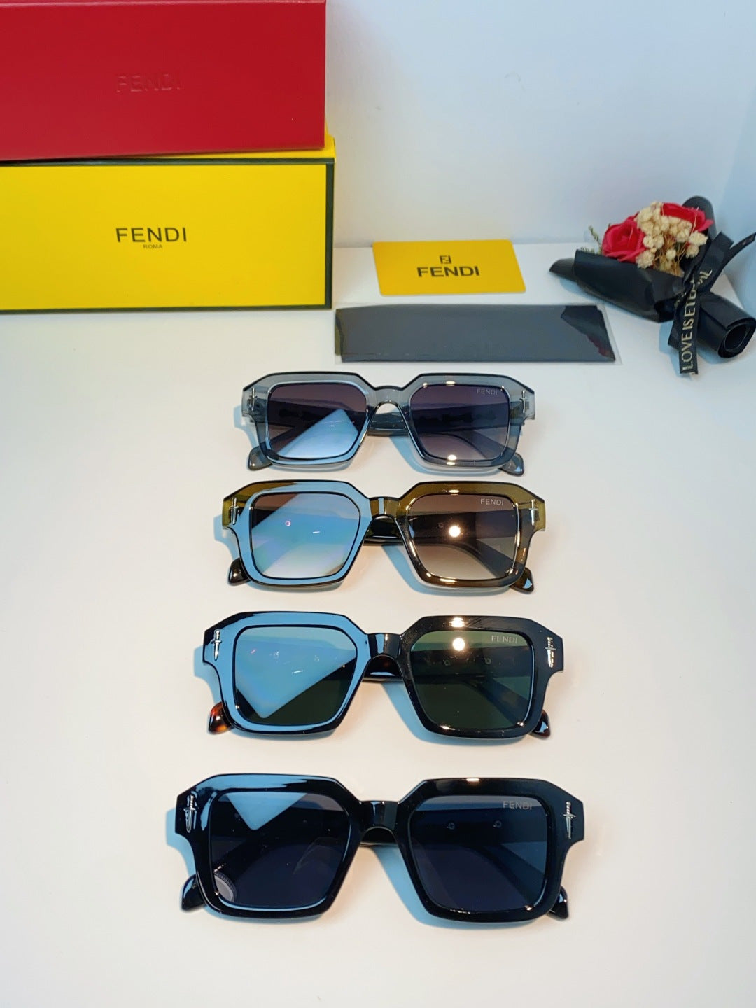 Fendi Metal Square Gray Lens Sunglasses for Men & Women - detail image 12