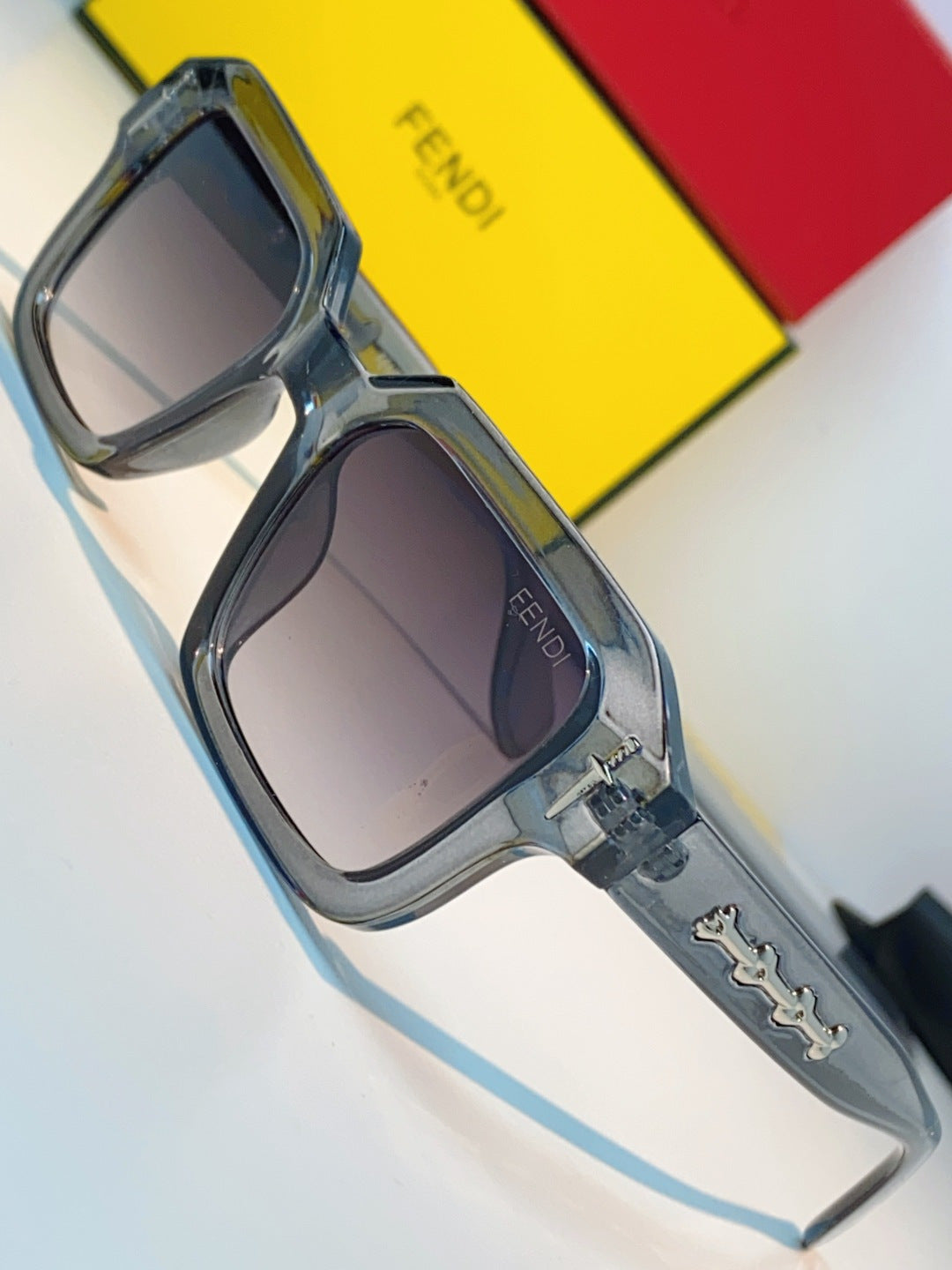 Fendi Metal Square Gray Lens Sunglasses for Men & Women - detail image 7